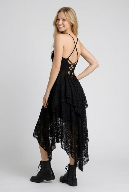 MYSTIC Rose Dress – Black Rose Lace