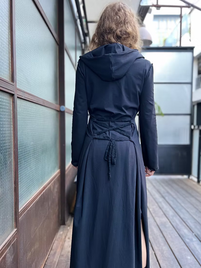 ILLUSION Long Black Cotton Top