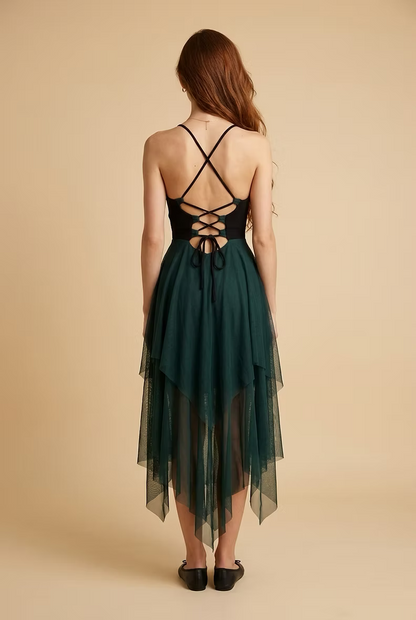 MYSTIC Rose Dress – Forest Green