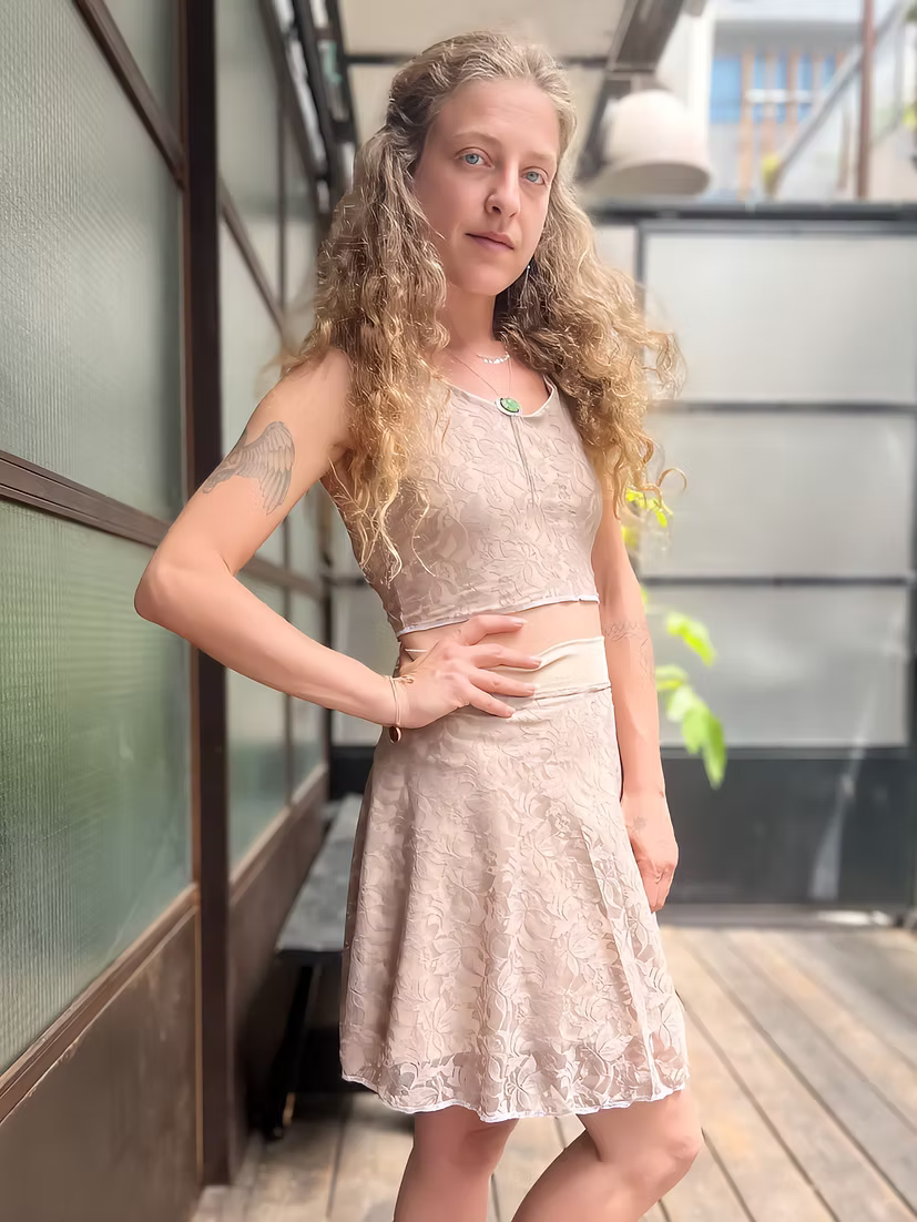 FAIRY Reversible Top – Beige Leaf Lace