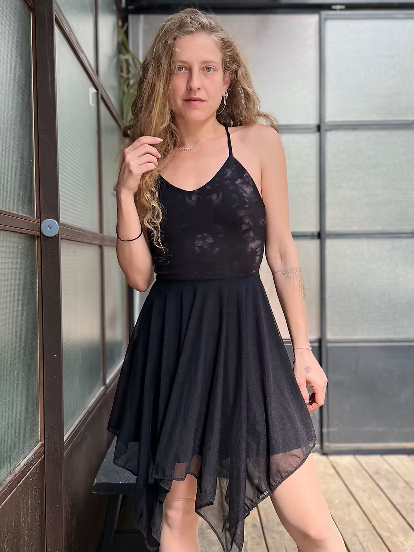 Fairy Black Tie-Dye Chiffon Dress