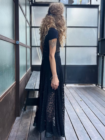 VIKA Skirt Black Cut Lace Elegance