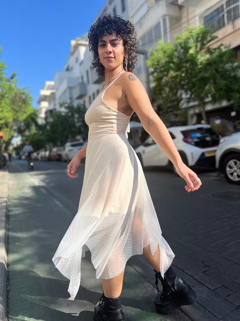 FAIRY Long White Dotted Chiffon Dress