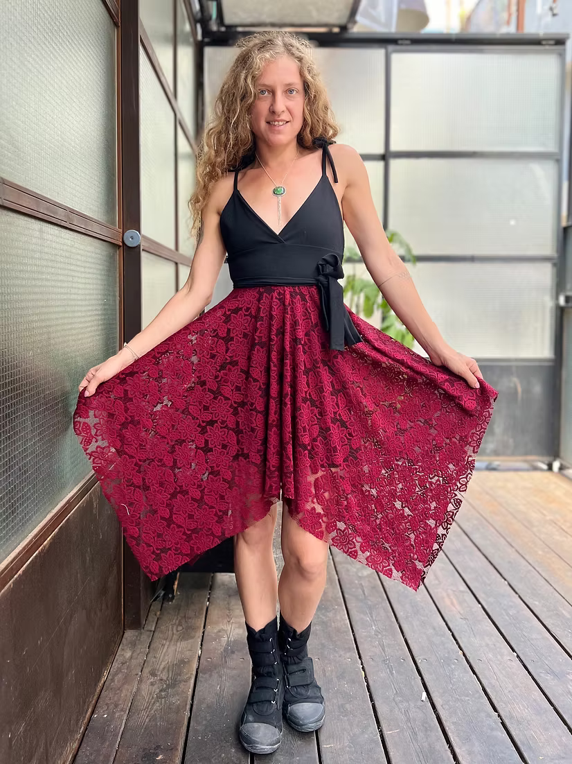 SOL Floral Lace Dress – Burgundy