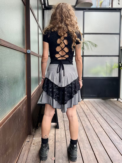 MAGICAL GREY DOTS SKIRT