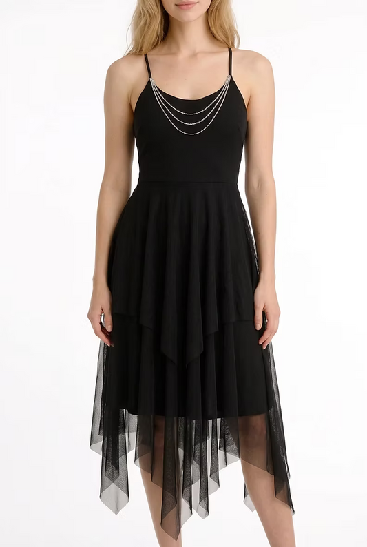 MYSTIC Rose Lace Dress – Black