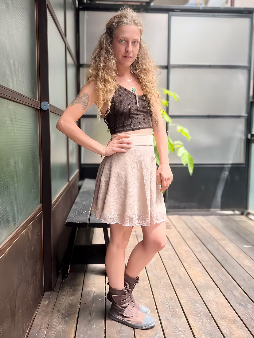 POLLY Skirt – Beige Leaf Lace