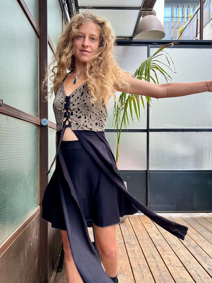 LILITH Top – Blue Cut-Out Texture Tunic