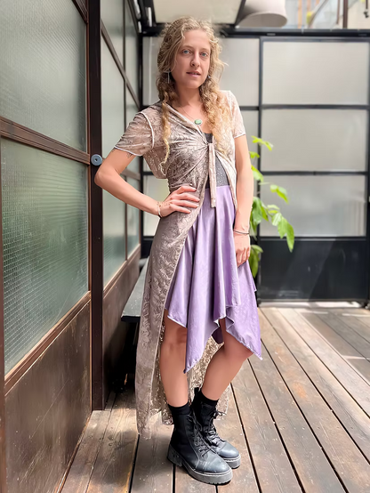 VENUS Beige Leaf Lace Short Sleeve Top