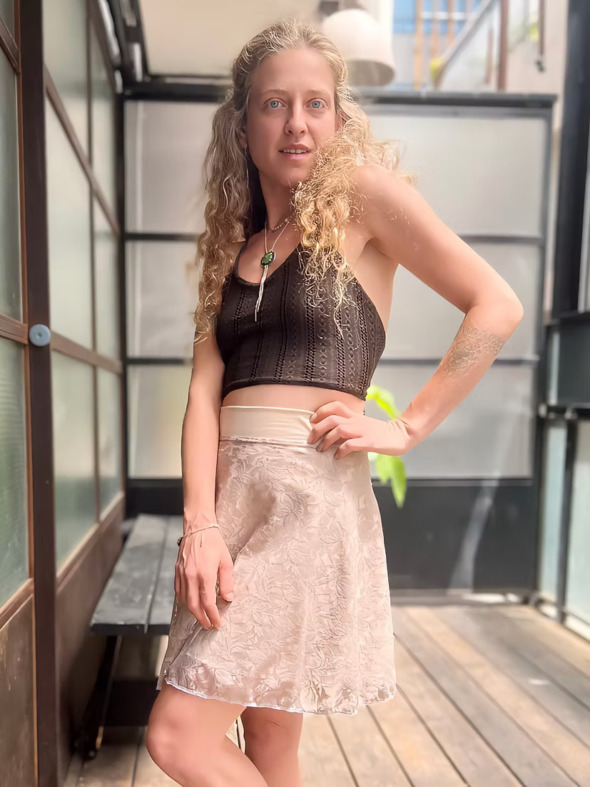 POLLY Skirt – Beige Leaf Lace