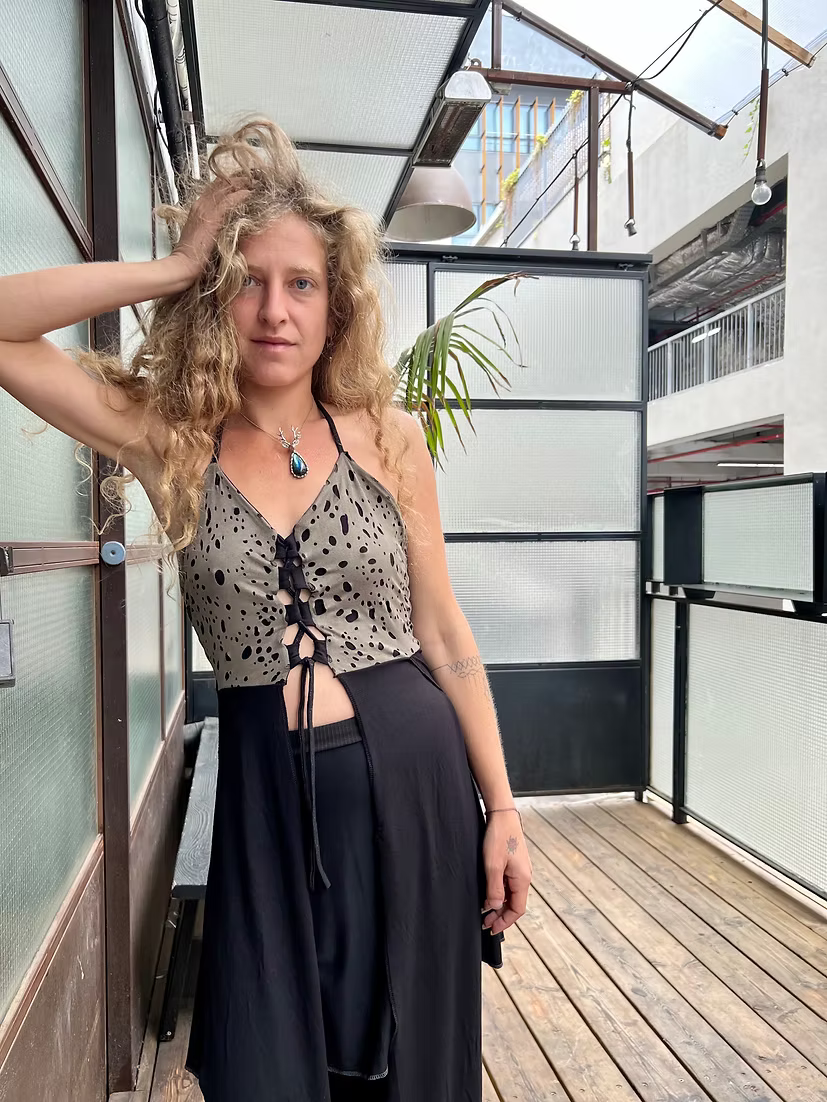 LILITH Top – Blue Cut-Out Texture Tunic