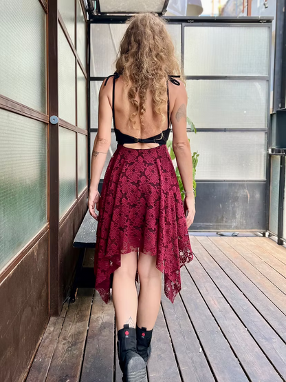 SOL Floral Lace Dress – Burgundy