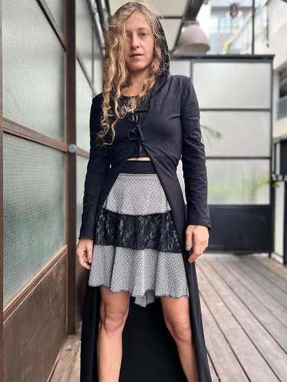 DARK DREAM Black Cotton Extra Long Hood Duster