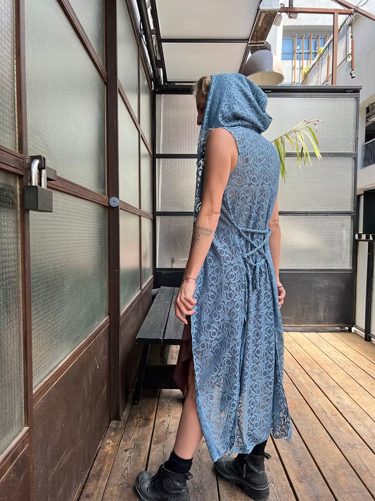 MAGIC Sky Blue Tribal Lace Hood Duster
