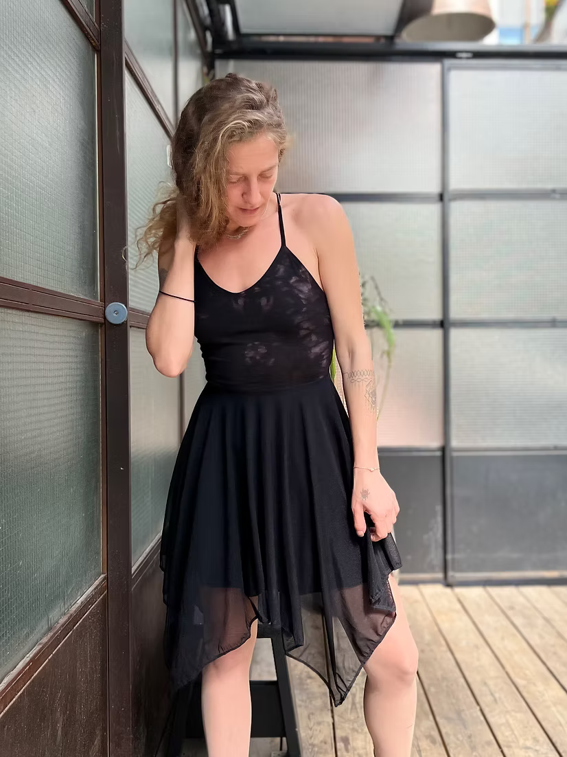 Fairy Black Tie-Dye Chiffon Dress