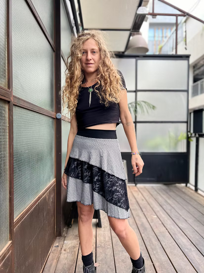 MAGICAL GREY DOTS SKIRT