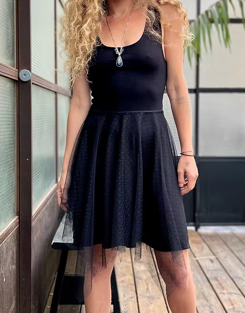 GAIA Dotted Chiffon Dress