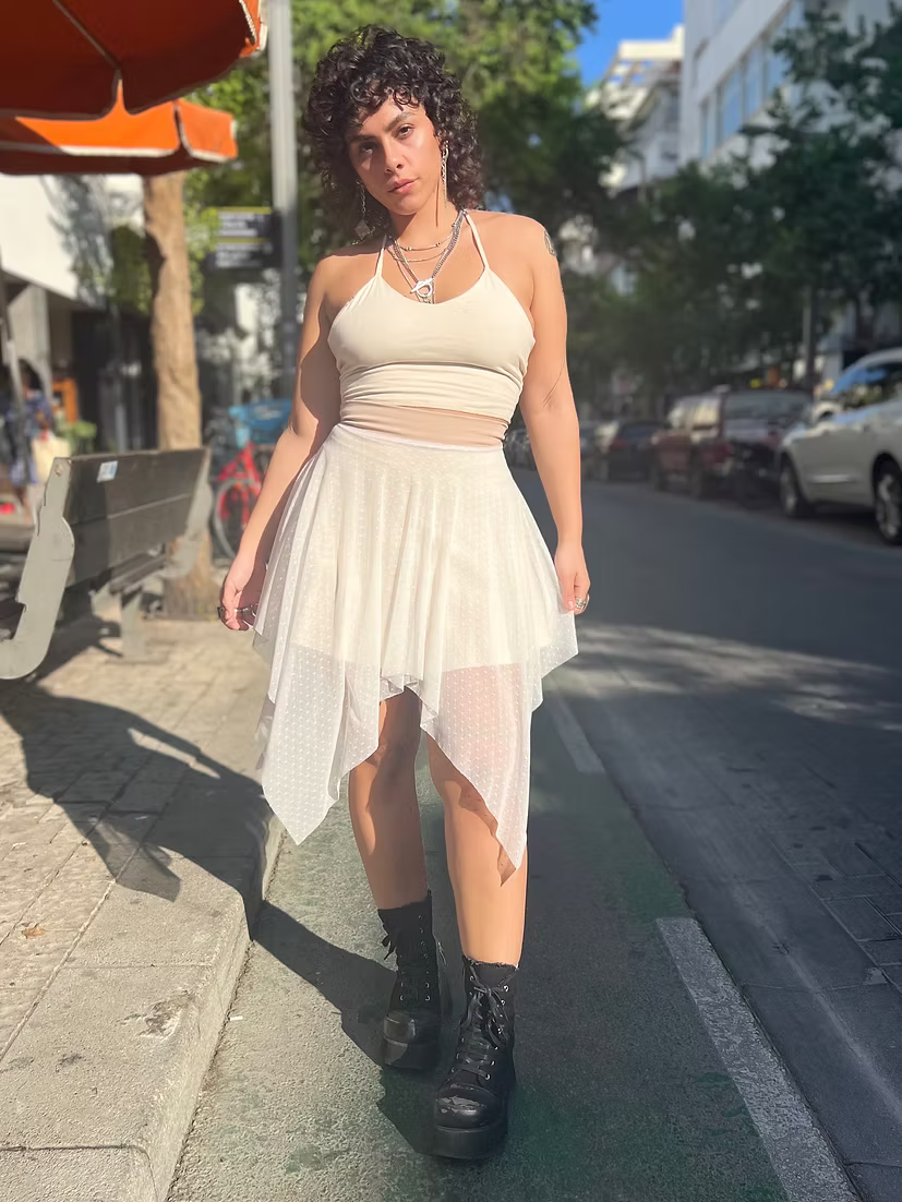 DREAM Skirt – White Dotted Chiffon