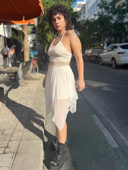 DREAM Skirt – White Dotted Chiffon