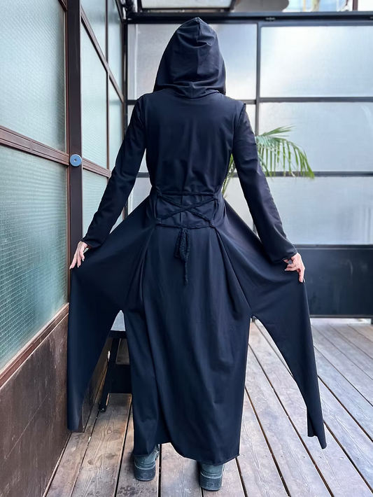 ILLUSION Long Black Cotton Top