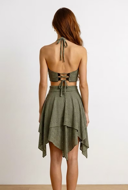 COSMOS Reversible Lace Top – Olive Green