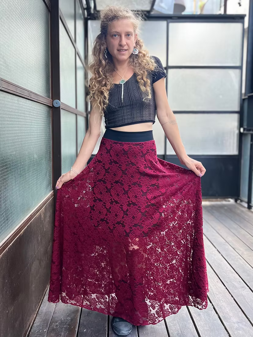 VIKA Skirt – Burgundy Floral Lace