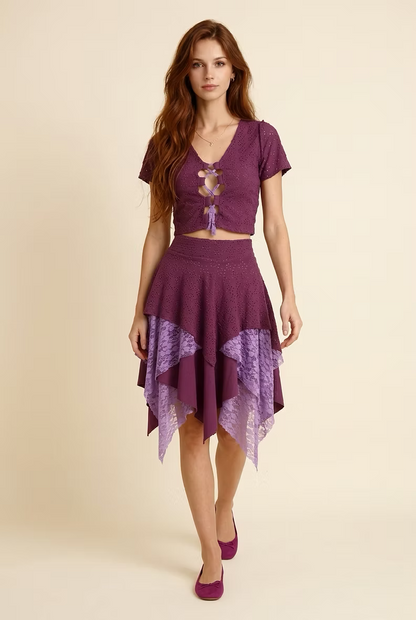 MYSTIC FLAME Lace Skirt – Purple