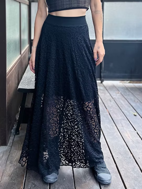 VIKA Skirt Black Cut Lace Elegance