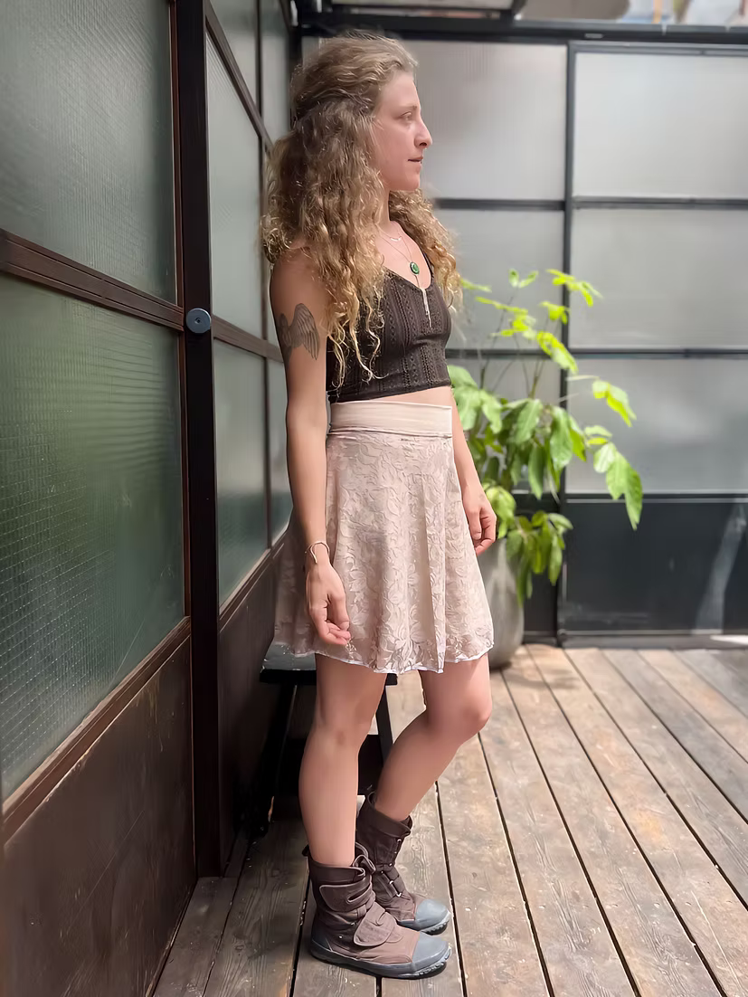 POLLY Skirt – Beige Leaf Lace