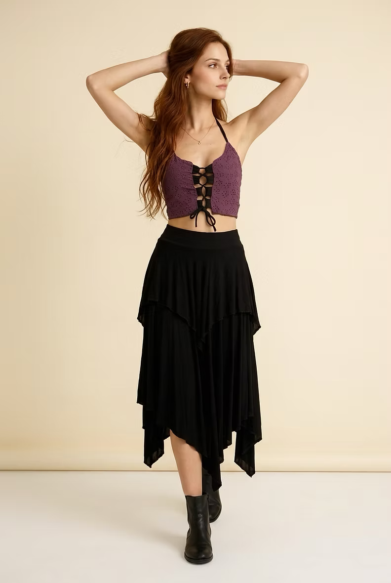 COSMOS Reversible Lace Top – Mauve Plum