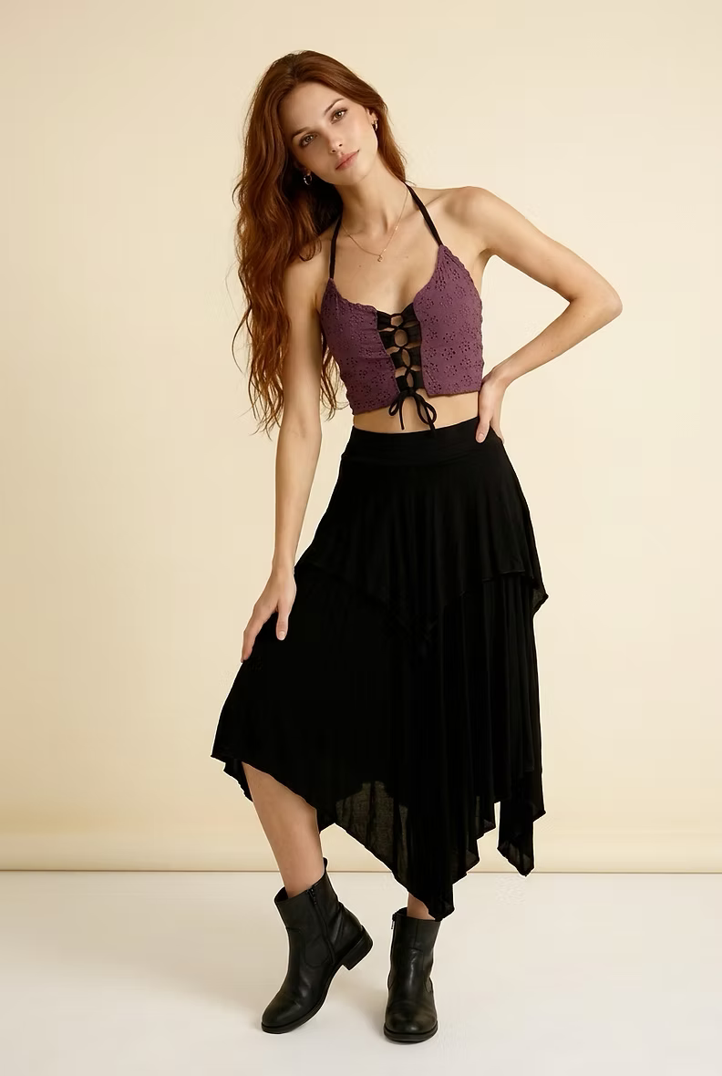 COSMOS Reversible Lace Top – Mauve Plum
