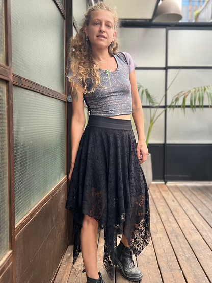 DREAM Skirt – Black Leaf Lace