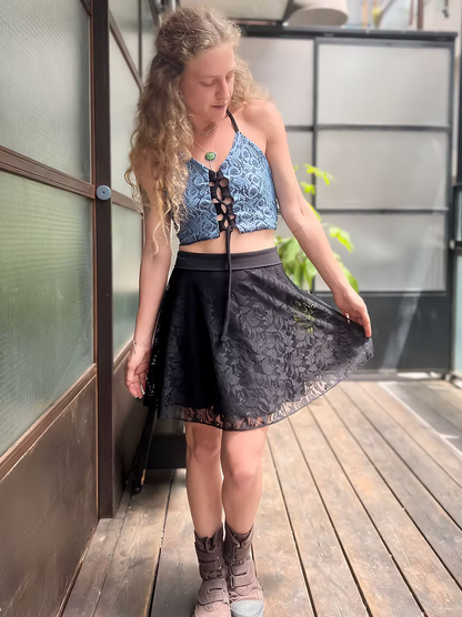 POLLY Skirt – Black Leaf Lace