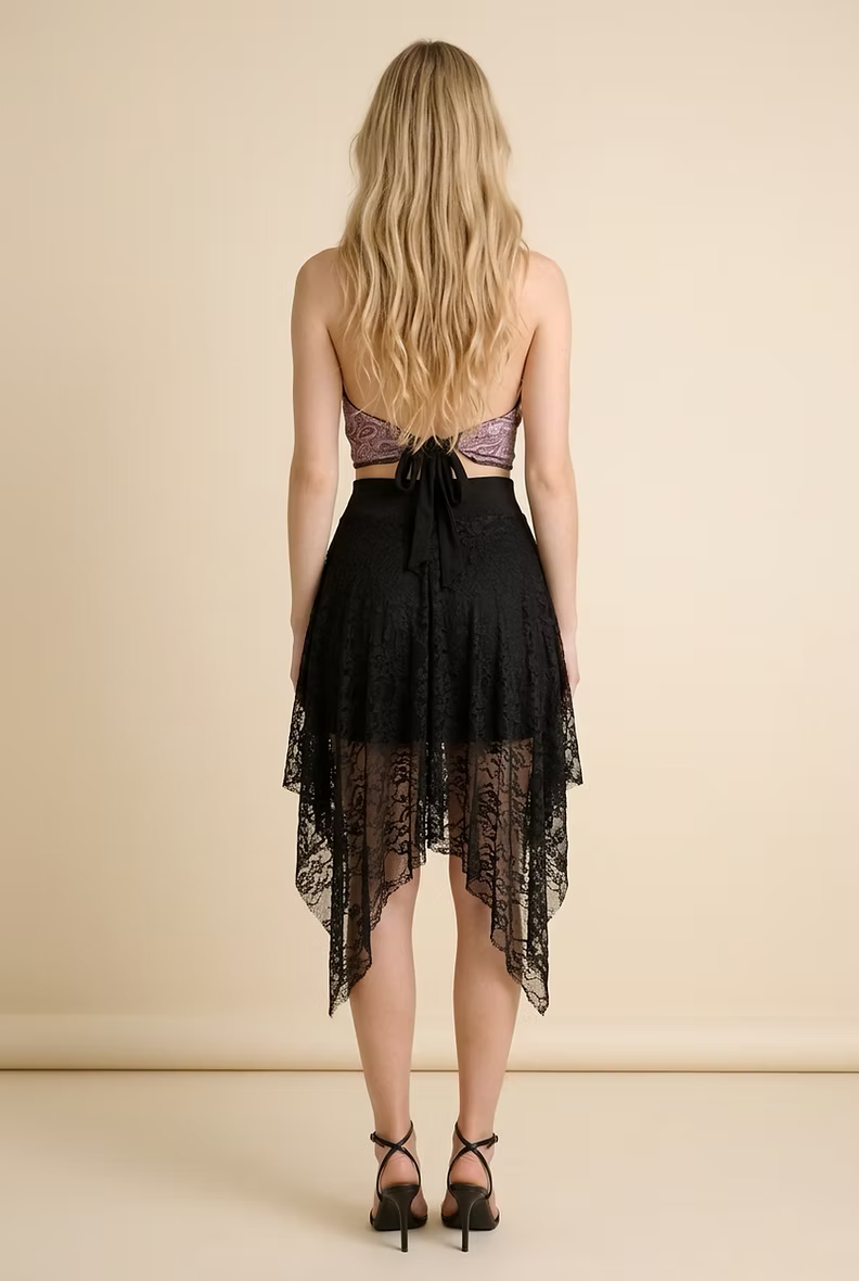 DREAM Skirt – Black Leaf Lace