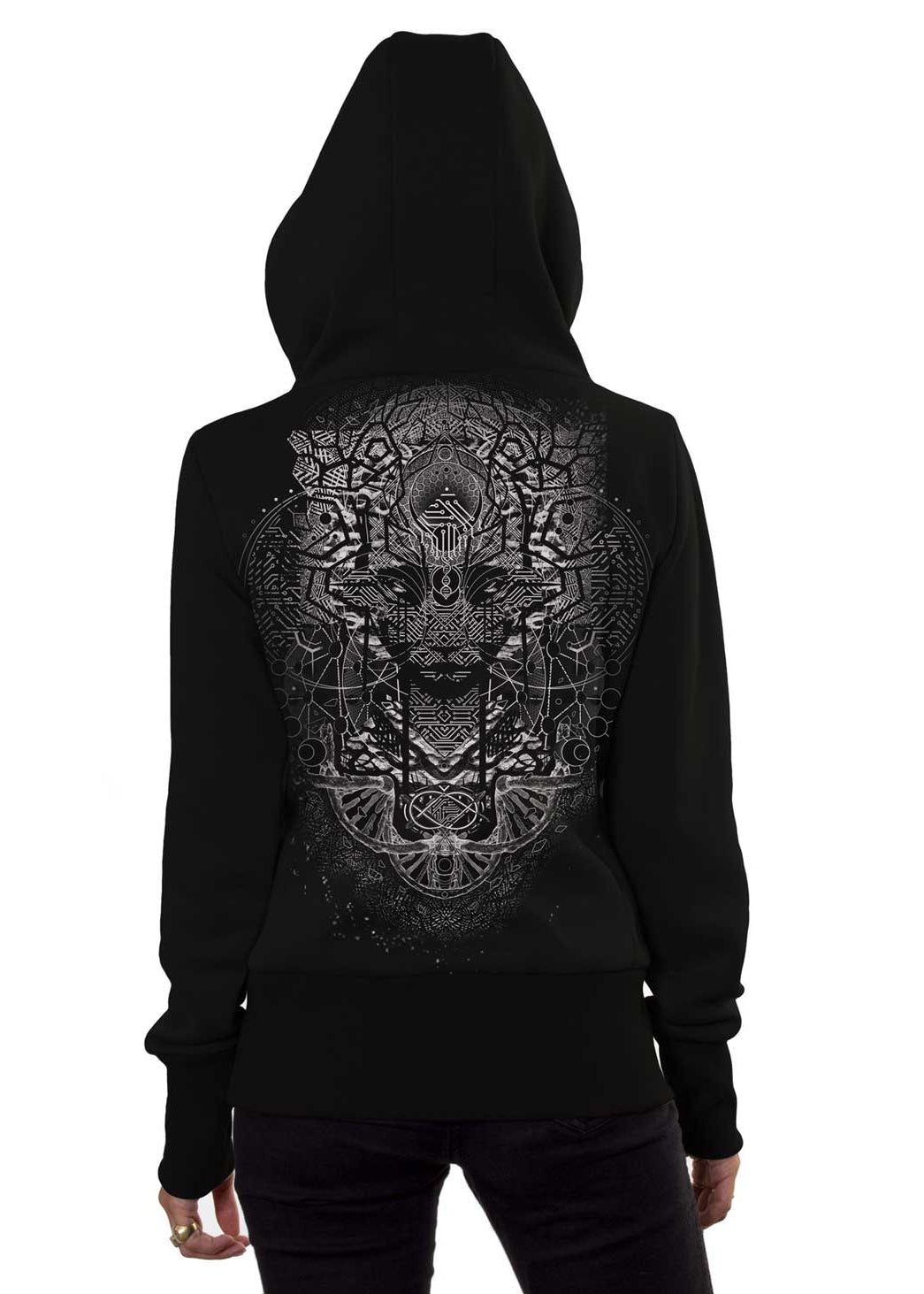 DIGITAL NATURE WO Zip Hood In Black