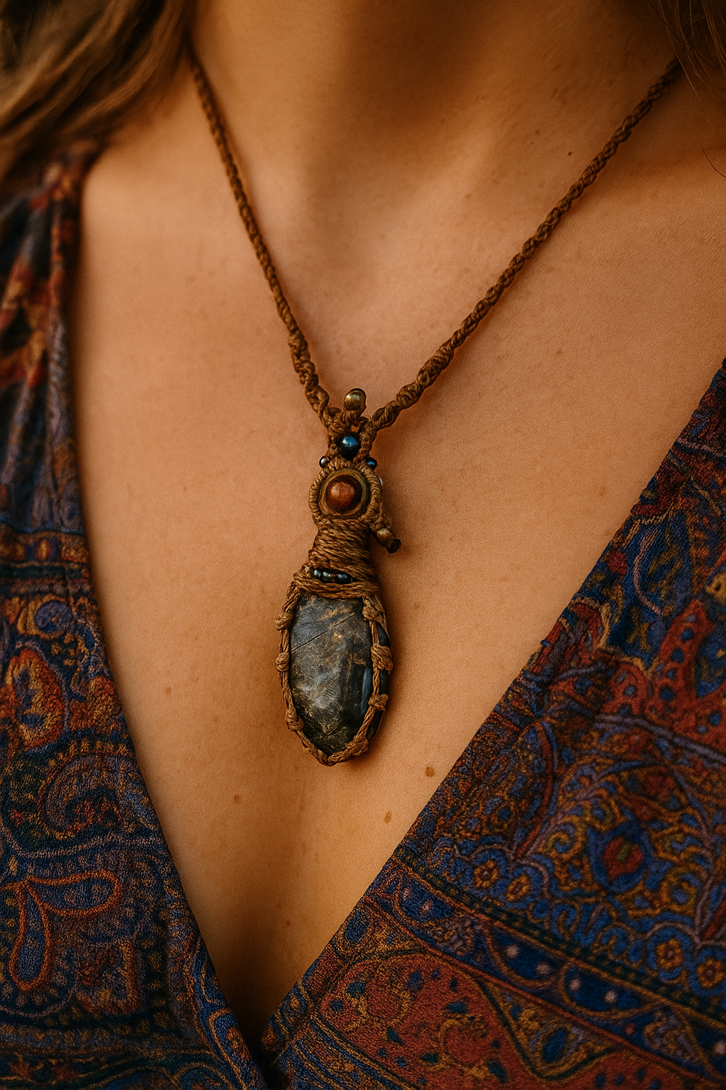 Labradorite Macramé Necklace – Northern Lights