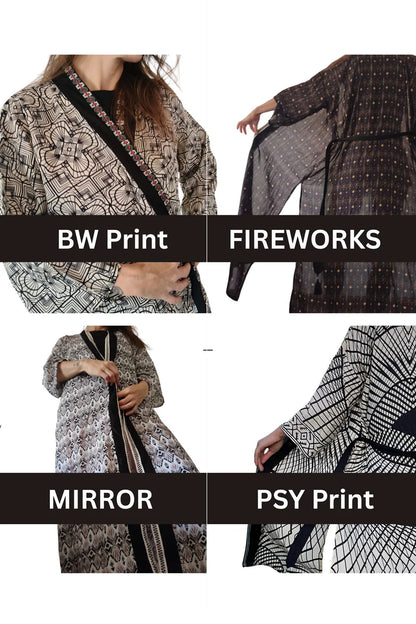 BOHO KIMONO BW Print