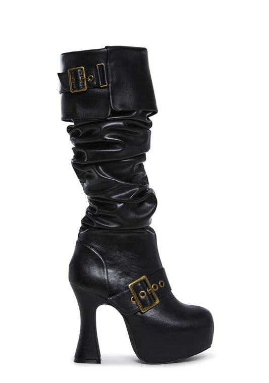 SAND SPELL Slouchy Boots - Black