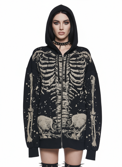 Skeleton Stories Oversized Zip Hoodie
