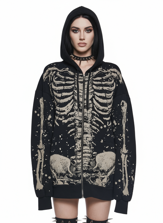 Skeleton Stories Oversized Zip Hoodie