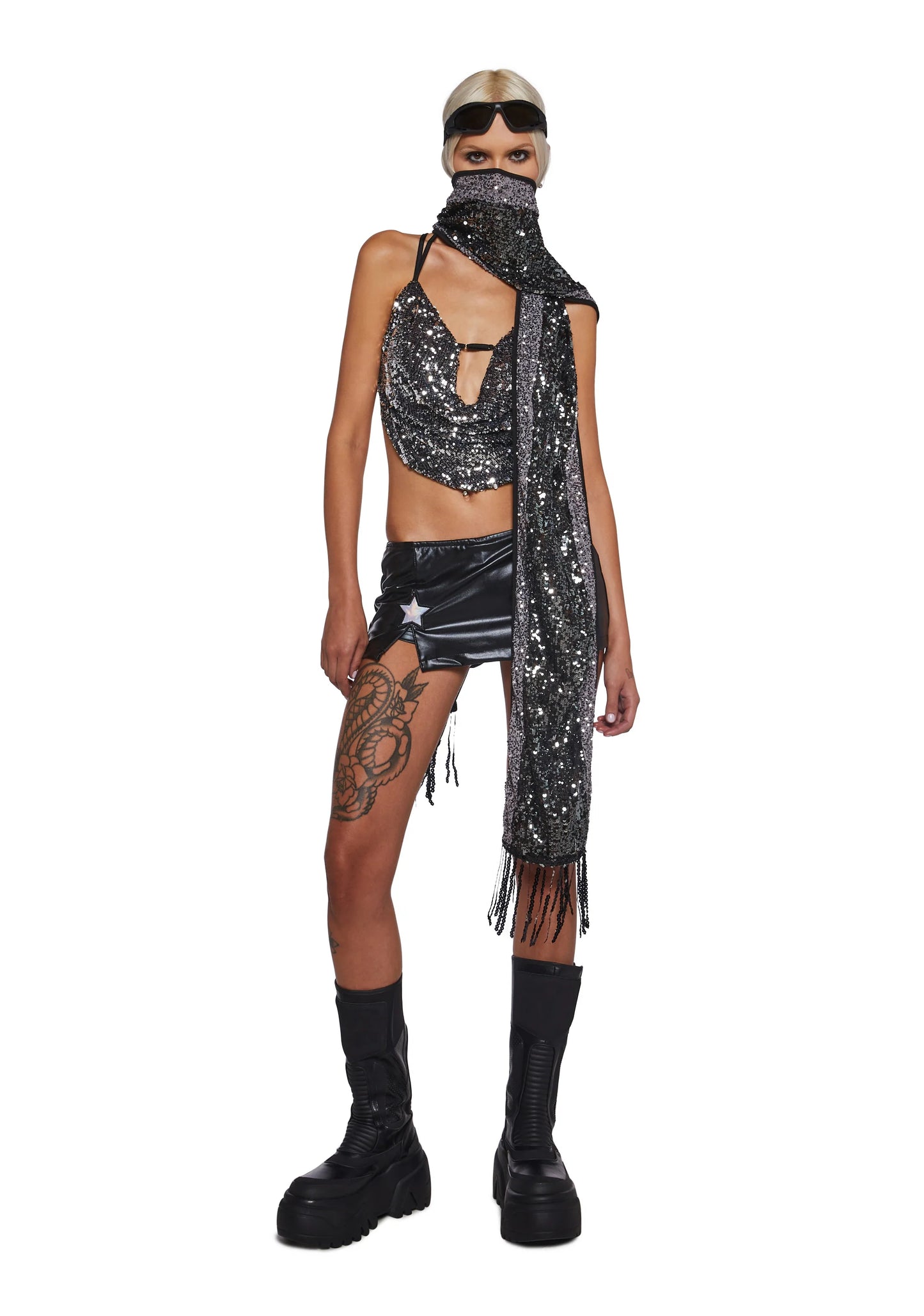 Luna Mirage Sequin Scarf – Metallic Silver