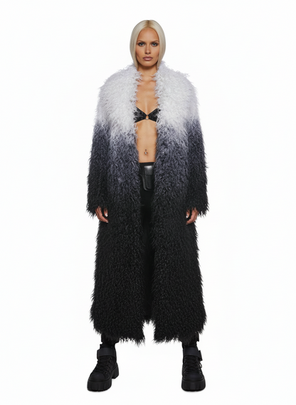Arctic Shag Faux Fur Coat — Grey/White