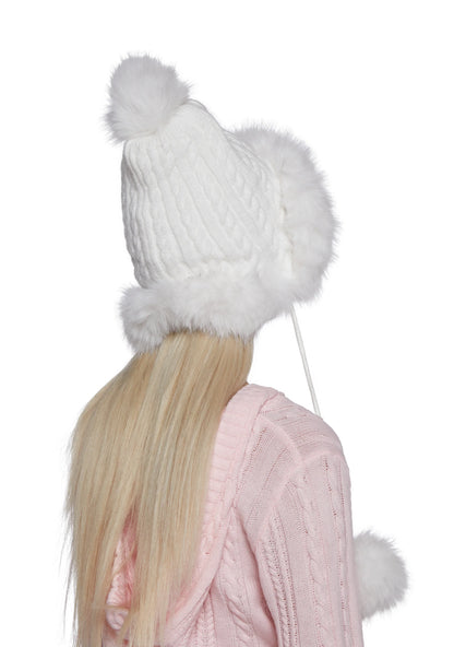 BUBBLE POP LUXE POM HAT – WHITE