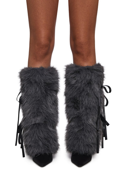 GREY BOWS Leg Warmers