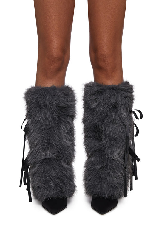 GREY BOWS Leg Warmers