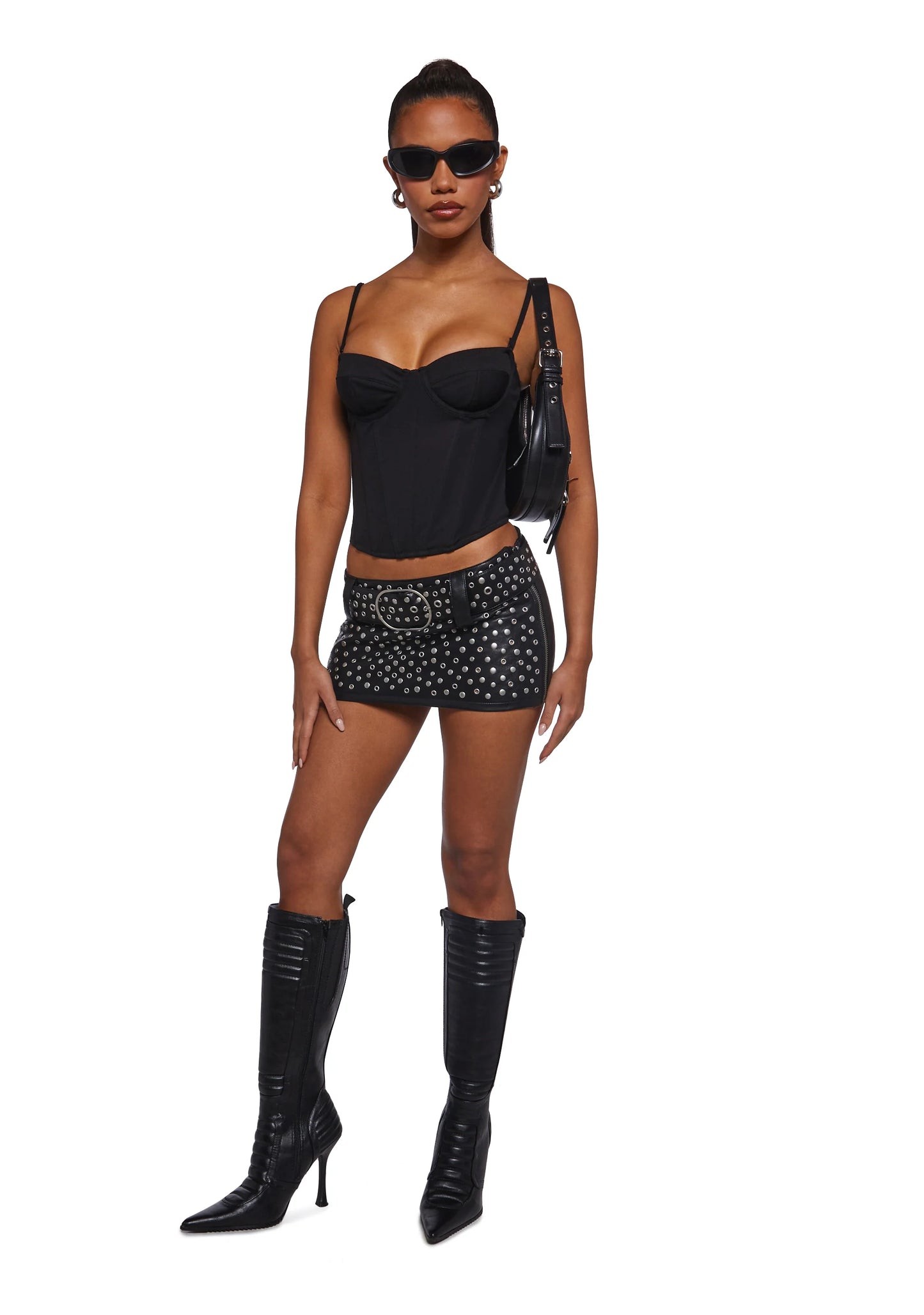 NIGHT RIOT STUDDED MICRO MINI SKIRT