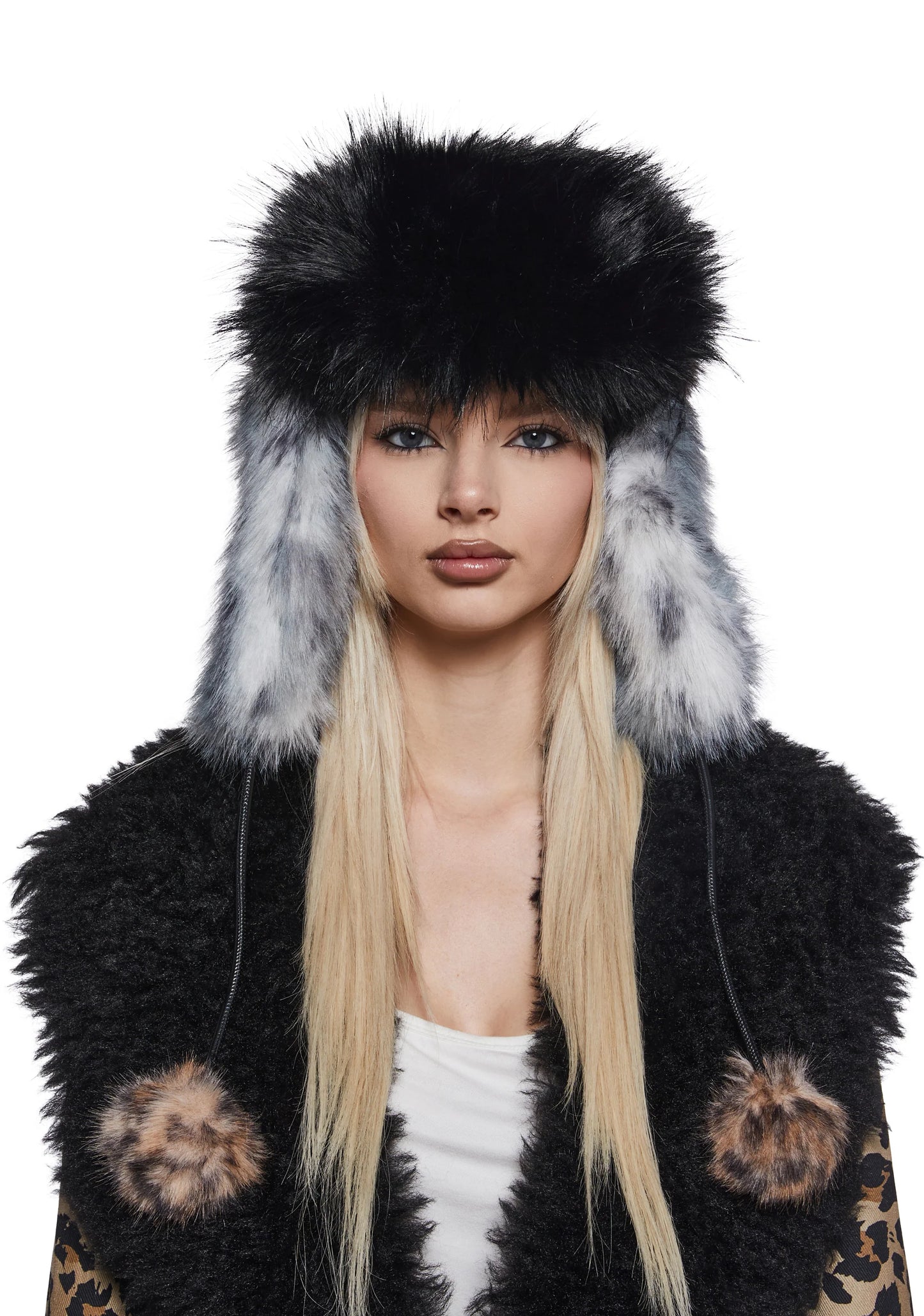 POM POMS Faux Fur Bucket Hat — Multi
