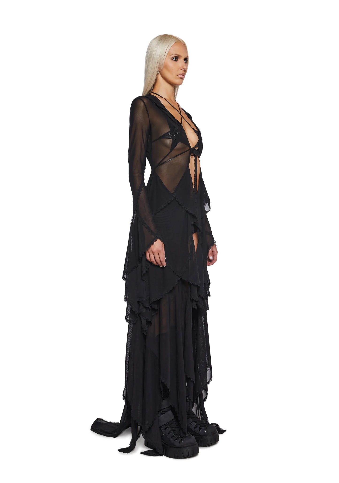 Lace Veil Duster — Black