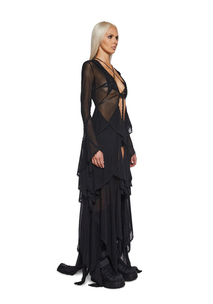 Lace Veil Duster — Black