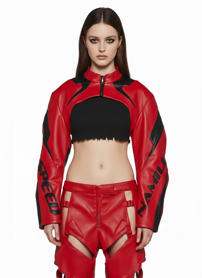 Vanta Choker Moto Cropped Jacket